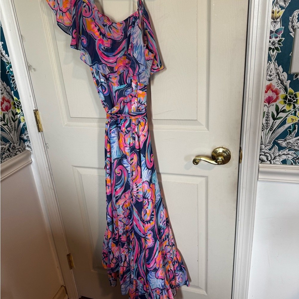 Lilly Pulitzer Marianna Wrap Dress Nauti Navy Boho Bateau print size small - Picture 6 of 7